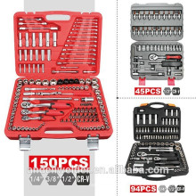 150 pc 1/4 &quot;, 3/8&quot;, 1/2 &quot;soquetes set, multi-função chave de soquete, alta qualidade conjunto de ferramentas manuais, conjunto de ferramentas do agregado familiar